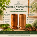 Ayurvedic Vijaysar and Neem Wood Combo | Sugar Balance and Detox Glass