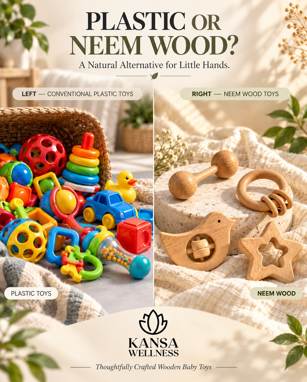 Neem Wood Baby Teethers & Rattles