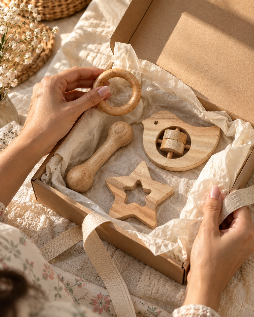 Neem Wood Baby Teethers & Rattles