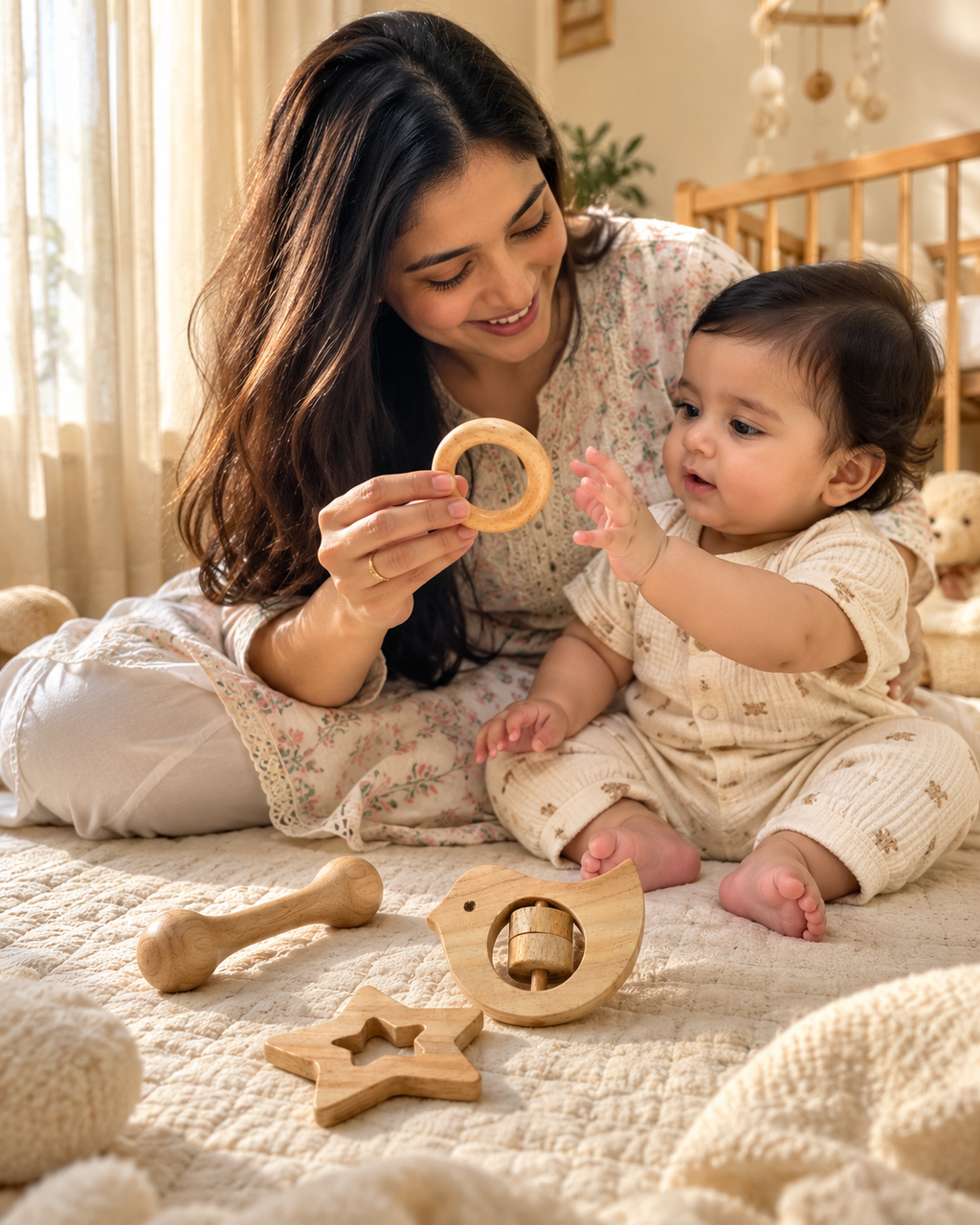 Neem Wood Baby Teethers & Rattles