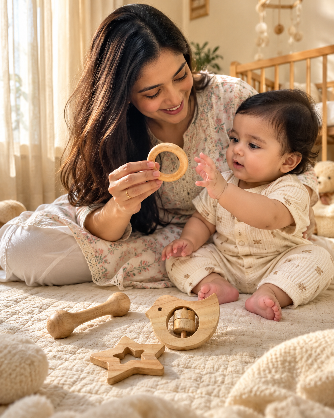 Neem Wood Baby Teethers & Rattles