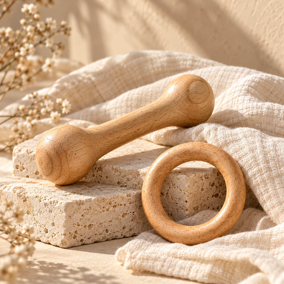 Neem Wood Baby Teethers & Rattles