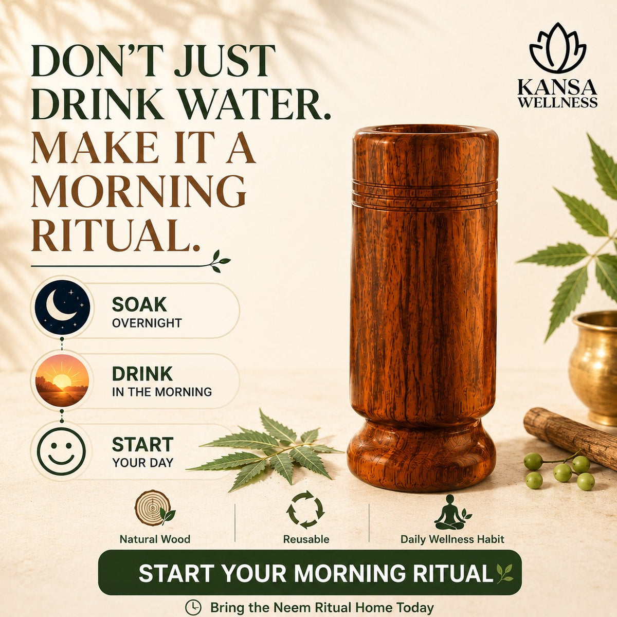 Ayurvedic Neem Wood Detox Glass